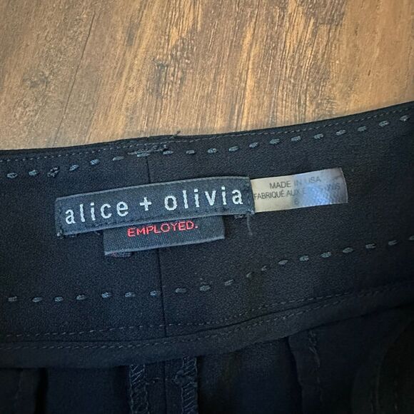 ALICE + OLIVIA Employed Straight Leg Trouser Pants Flat Front in Black - Picture 9 of 15